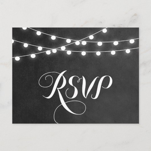 Houtskool String Lights Bruiloft RSVP Briefkaart (Voorkant)