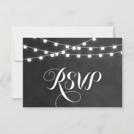 Houtskool String Lights Bruiloft RSVP Kaart