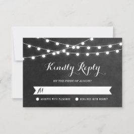 Houtskool String Lights Bruiloft RSVP Kaart