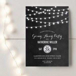 Houtskool String Lights Gaande Weg Party uitnodigi Kaart