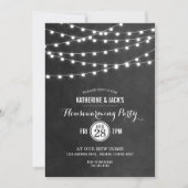 Houtskool String Lights Housewarming Party Uitnodi Kaart (Voorkant)