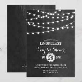 Houtskool String Lights Koppels Douche uitnodiging