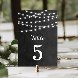 Houtskool String Lights Trouwtafel nummers Kaart
