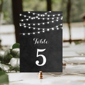 Houtskool String Lights Trouwtafel nummers Kaart