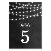 Houtskool String Lights Trouwtafel nummers Kaart (Voorkant)