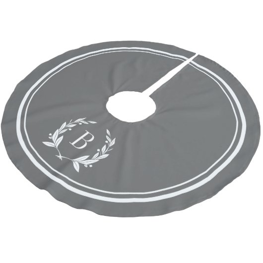 Houtskool Stripes en Wreath Monogram Boomrok Kerstboom Rok (Gekanteld)