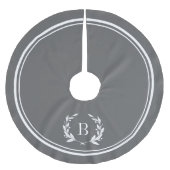 Houtskool Stripes en Wreath Monogram Boomrok Kerstboom Rok (Voorkant)