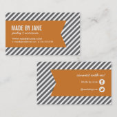 Houtskool & Verbrand Sinaasappel Moderne Strepen & Visitekaartje (Voorkant / Achterkant)