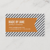 Houtskool & Verbrand Sinaasappel Moderne Strepen & Visitekaartje (Voorkant)