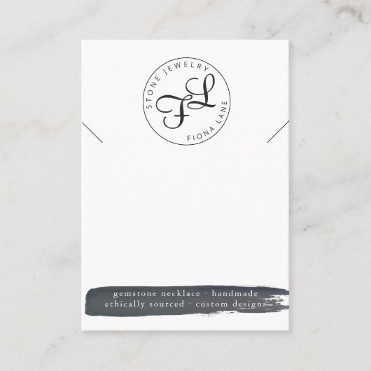 Houtskool Waterverf Ketting Display Kaart Visitekaartje (Voorkant)