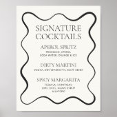 Houtskool Wavy Border Cocktail Menu Poster (Voorkant)
