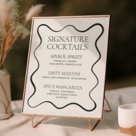 Houtskool Wavy Border Cocktail Menu Poster
