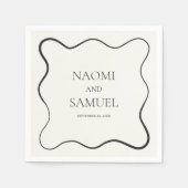 Houtskool Wavy Border Trouwpapier Servet (Voorkant)