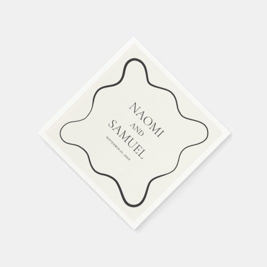 Houtskool Wavy Border Trouwpapier Servet (Hoek)