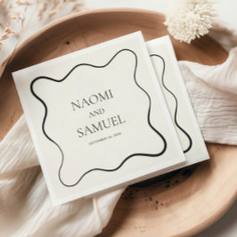 Houtskool Wavy Border Trouwpapier Servet