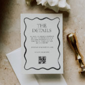 Houtskool Wavy Border Wedding Details Informatiekaartje