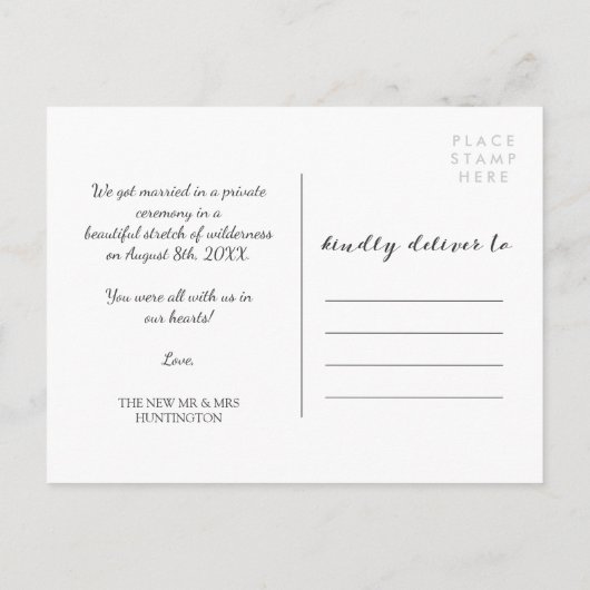 Houtskool Wedding aankondiging Fotocollage (Achterkant)