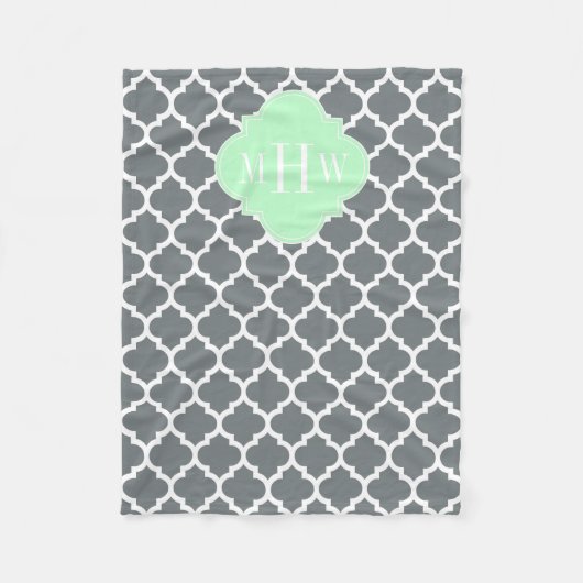 Houtskool, Wht Moroccan #5 Mint 3 Initiele Monogra Fleece Deken (Voorkant)