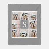 Houtskool Wit 8 Foto Collage Enkele Monogram Fleece Deken (Voorkant)