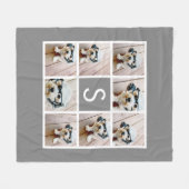 Houtskool Wit 8 Foto Collage Enkele Monogram Fleece Deken (Voorkant (Horizontaal))