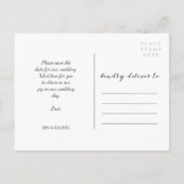 Houtskool & Wit Bewaar de datum Fotocollage Aankondigingskaart (Achterkant)