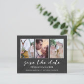 Houtskool & Wit Bewaar de datum Fotocollage Aankondigingskaart (Staand voorkant)