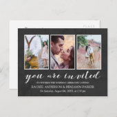 Houtskool & Wit Fotocollage Uitnodiging voor het H (Voorkant / Achterkant)