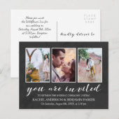 Houtskool & Wit Fotocollage Uitnodiging voor het H Briefkaart (Voorkant / Achterkant)