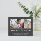 Houtskool & Wit Fotocollage Uitnodiging voor het H Briefkaart (Staand voorkant)