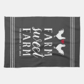 Houtskool & Wit Gepersonaliseerd Boerderij Zoet Bo Theedoek (Horizontaal)