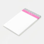 Houtskool Wit LG2 Chevron Heet Roze Naam Monogram Post-it® Notes (Schuin)