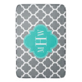 Houtskool Wit Marokkaans #5 Blauwgroen Initiaal Mo Badmat (Voorkant Verticaal)