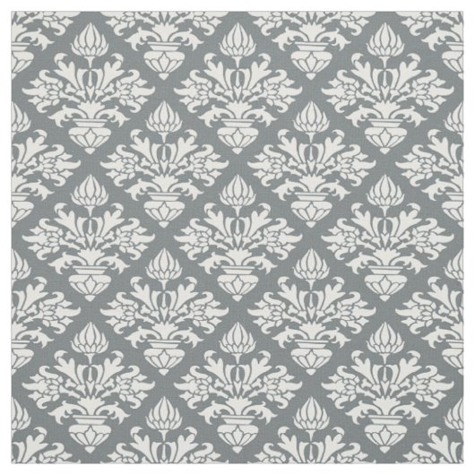 Houtskool, wit patroon Damask #3 Maat6 Stof (Swatch)