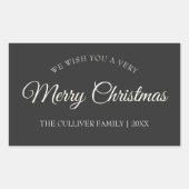 Houtskool Zeer Vrolijk Kerstmis Familie Gift Label (Voorkant)