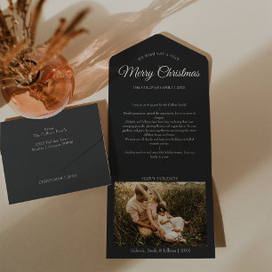 Houtskool Zeer Vrolijk Kerstmis Letter Fotocollage All In One Uitnodiging