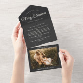 Houtskool Zeer Vrolijk Kerstmis Letter Fotocollage All In One Uitnodiging (Afscheurbaar)