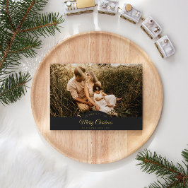 Houtskool Zeer Vrolijk Kerstmis Vier Foto Landscha Folie Feestdagenkaart