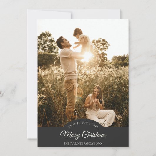 Houtskool Zeer Vrolijk Kerstmis Vier Foto Verticaa Feestdagenkaart (Voorkant)