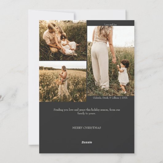 Houtskool Zeer Vrolijk Kerstmis Vier Foto Verticaa Feestdagenkaart (Achterkant)