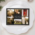 Houtskool Zeer Vrolijk Kerstmis Zes Fotocollage Feestdagenkaart<br><div class="desc">Dit Charcoal Very Merry Christmas Six Photo Collage Holiday Kaart-ontwerp heeft een verfijnde donkergrijze achtergrond met een mix van eenvoudige ivoorkleurige belettering en klassieke kalligrafie in combinatie met een minimalistische boho-stijl die een perfecte balans biedt tussen strakke moderne subtiliteit en elegantie. Dit charmante ontwerp is een mooie manier om uw...</div>