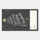 Houtskool zeer vrolijke kerstboom cadeau voor van rechthoekige sticker (Voorkant)