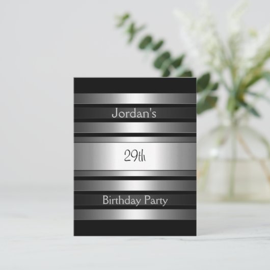 Houtskool Zilveren Strepen 29e Verjaardagsfeest Kaart (Staand voorkant)