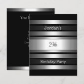 Houtskool Zilveren Strepen 29e Verjaardagsfeest Kaart (Voorkant / Achterkant)