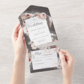 houtskool zwart en roze houtvrij all in one uitnodiging (Afscheurbaar)