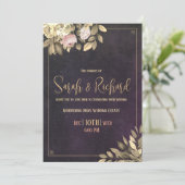 Houtskool Zwart & Goud Huwelijksuitnodiging Kaart (Staand voorkant)