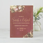 Houtskool Zwart & Goud Huwelijksuitnodiging Kaart (Staand voorkant)