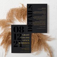 Houtskool Zwart & Goud Typografie 2 in 1 Bruiloft