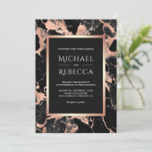 Houtskool Zwart Marmer Roos Goud Alles in Een Huwe Kaart (Staand voorkant)