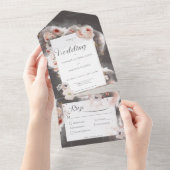  houtskool zwart & roze brander all in one uitnodiging (Afscheurbaar)