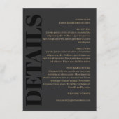 Houtskool Zwart Typografie Bruiloft Details Informatiekaartje (Voorkant)